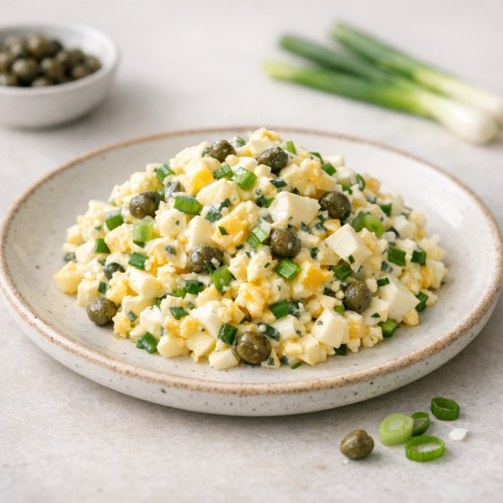 Eiersalade met lente-ui & kappertjes