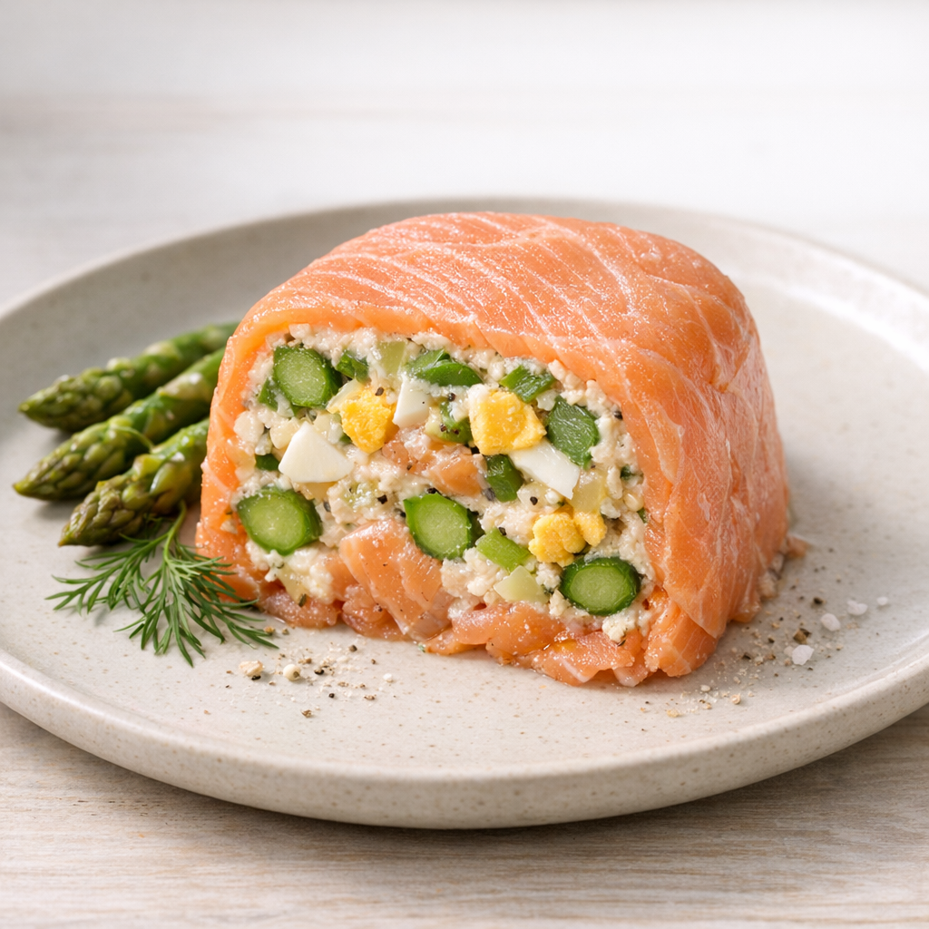Zalm-terrine met ei & asperge