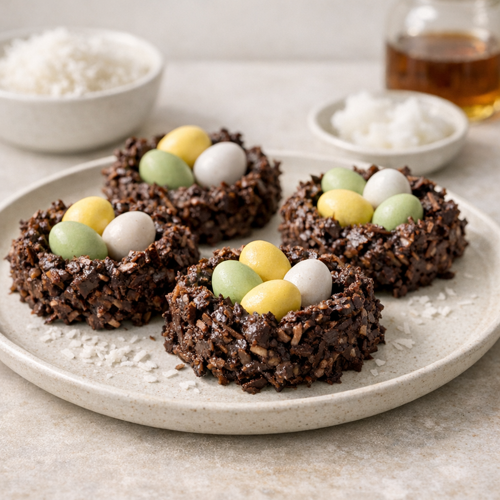Paas-nestjes van kokos & chocola