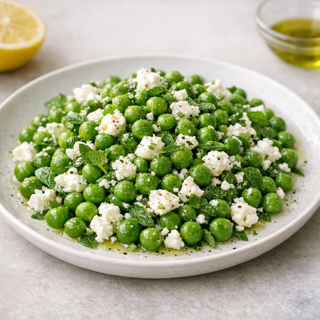 Groene erwtensalade met munt & feta