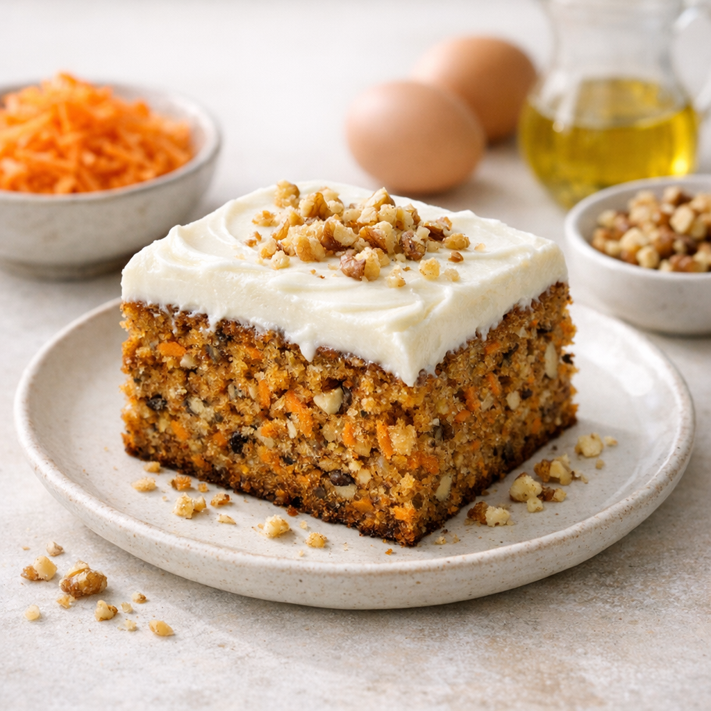 Carrot cake met roomkaas-frosting (GF)