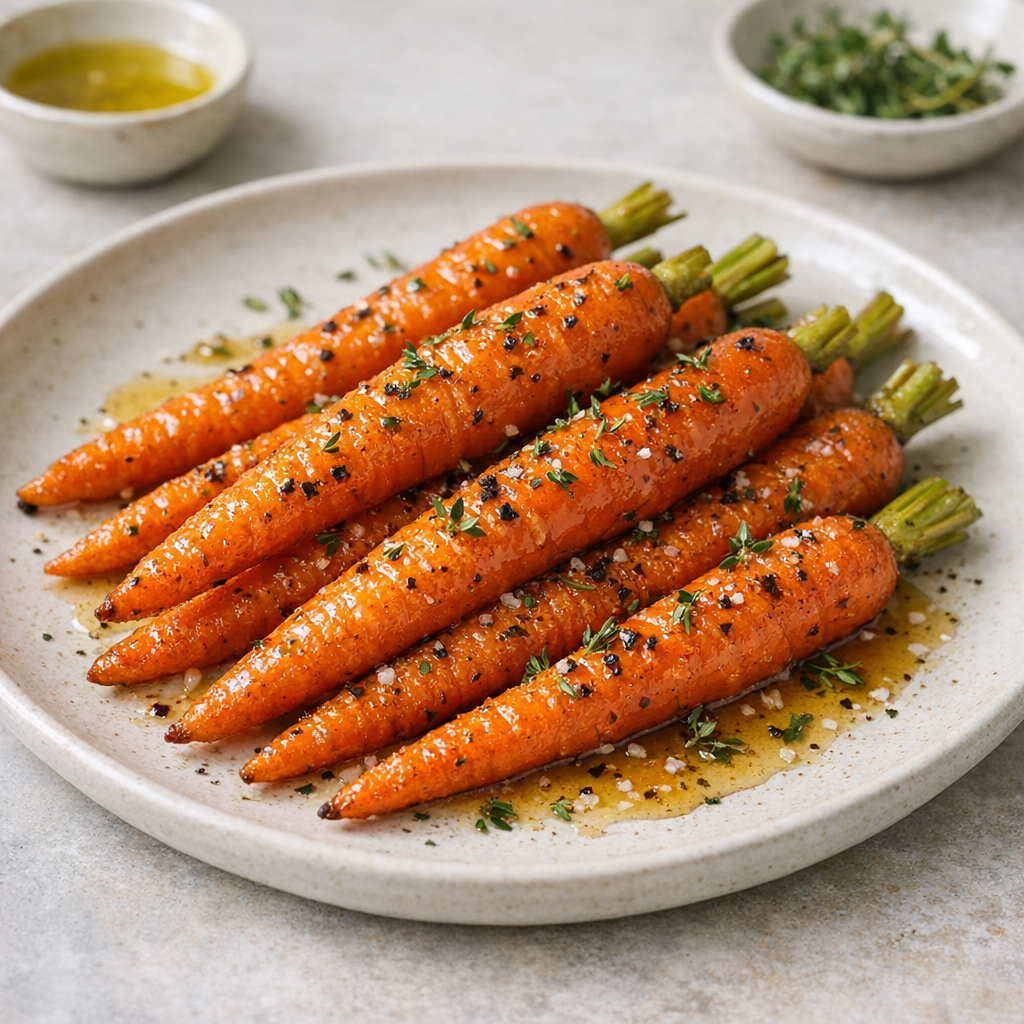 Gebakken worteltjes met honing & tijm