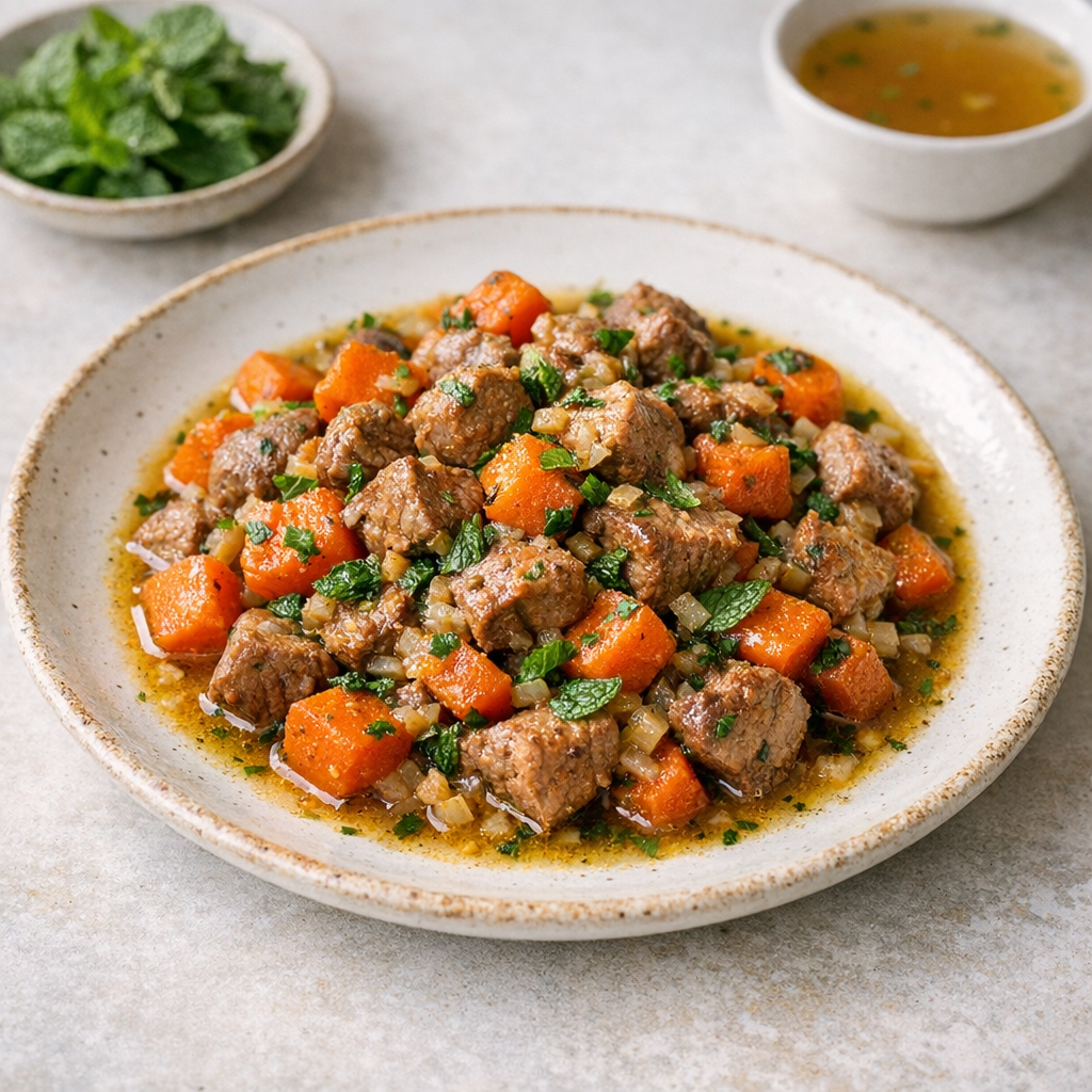 Slow-cooker lamsstoof met wortel & munt