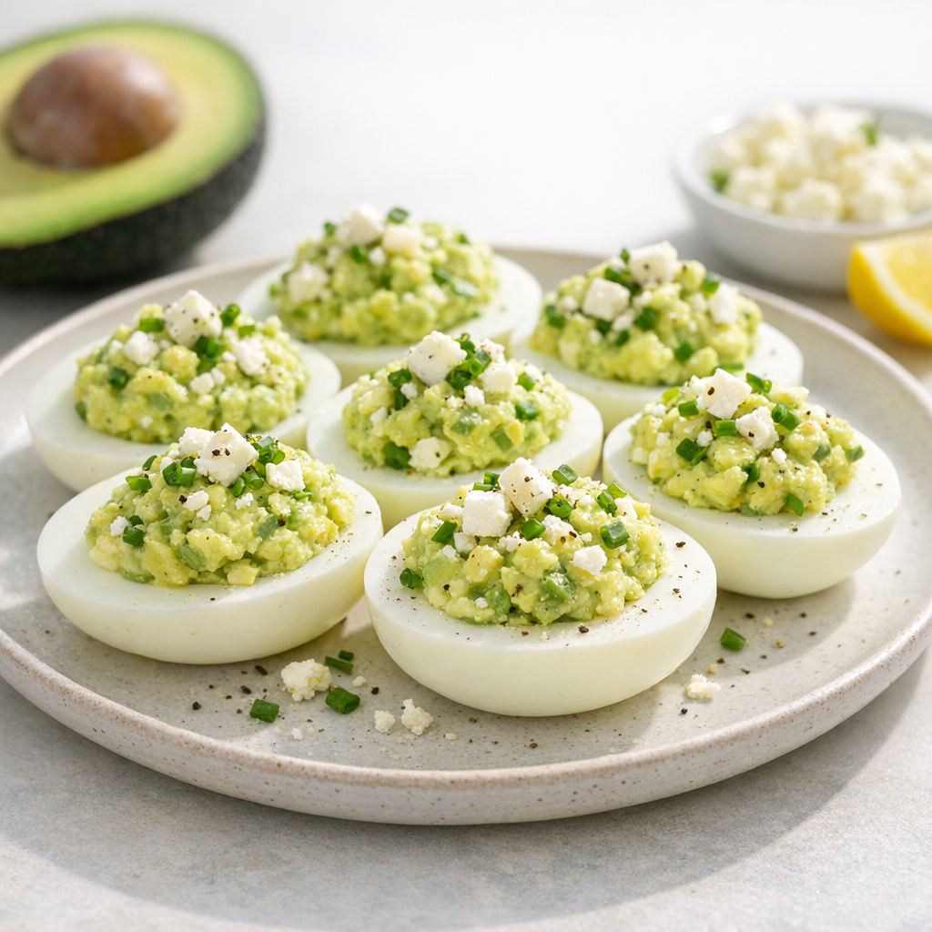 Gevulde eieren met avocado & feta